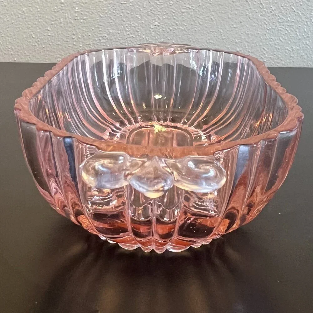 Vintage Anchor Hocking Old Cafe Pink Depression Glass Oval Relish Serving Dish